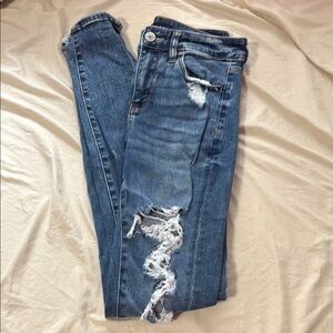 American Eagle Outfitters Ripped Blue Skinny Jeans